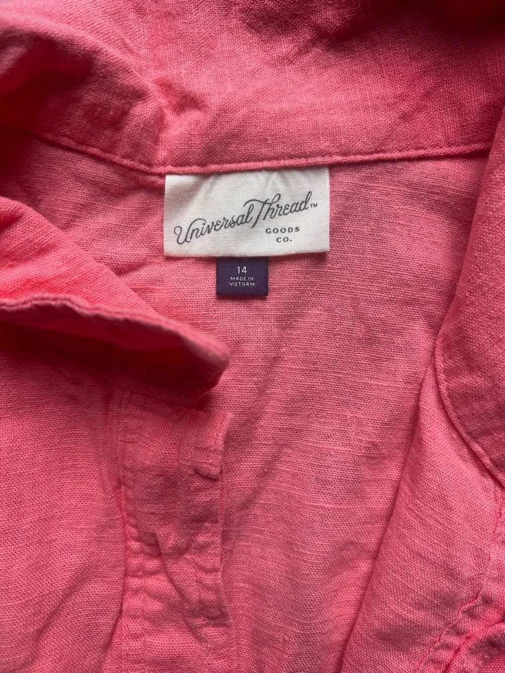 Universal Thread Pink Button-Front Linen Top - Picture 2 of 2